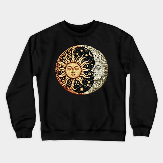 Sun and Moon Mosaic Crewneck Sweatshirt by UnrealArtDude